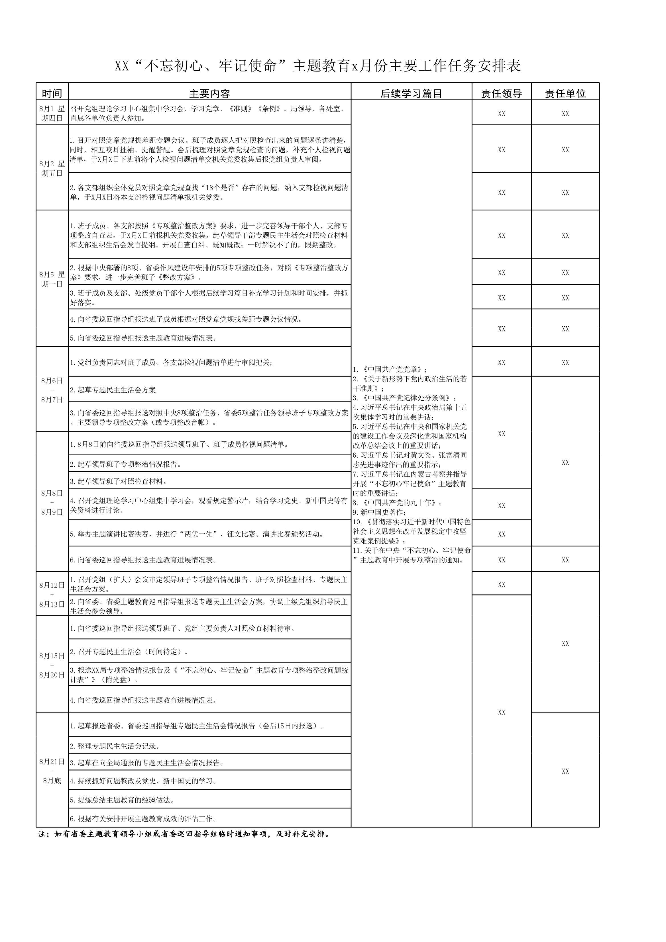 D_材料够表格XX“不忘初心、牢记使命”主题教育x月份主要工作任务安排表_1.Jpeg